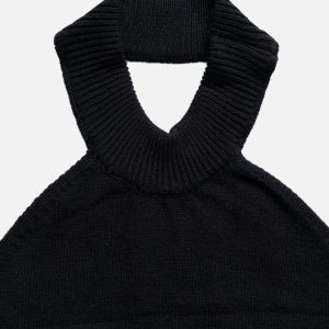 Chic Solid Halter Knit Dress - Y2K Fashion Essential for Stylish Outfits