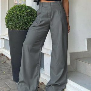 Chic Solid High Rise Tailored Pants for Effortless Y2K Style and Aesthetic Outfits