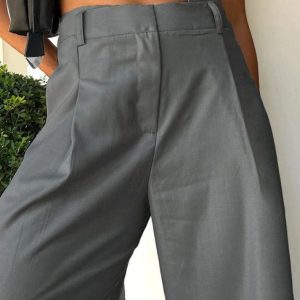 Chic Solid High Rise Tailored Pants for Effortless Y2K Style and Aesthetic Outfits