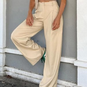 Chic Solid High Rise Tailored Pants for Effortless Y2K Style and Aesthetic Outfits