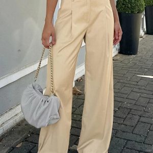 Chic Solid High Rise Tailored Pants for Effortless Y2K Style and Aesthetic Outfits