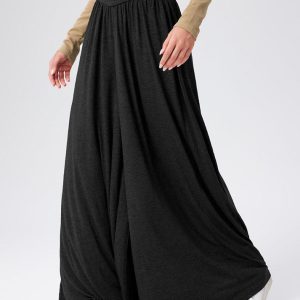 Chic Solid Jersey High Waist Ruffle Wide Leg Pants for Y2K Aesthetic Outfits