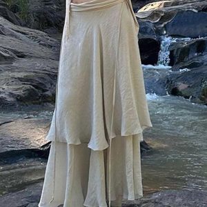 Chic Solid Pleated Double Layer Patchwork Skirt for Y2K Aesthetic Outfits