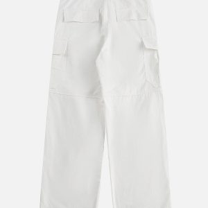 Chic Solid Pocket Cargo Pants for Y2K Aesthetic and Coquette Style Outfits