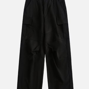 Chic Solid Pocket Cargo Pants for Y2K Aesthetic and Coquette Style Outfits