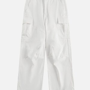 Chic Solid Pocket Cargo Pants for Y2K Aesthetic and Coquette Style Outfits