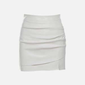 Chic Solid Wrinkle Slit Skirt for Y2K Fashion Lovers - Perfect for Aesthetic Outfits