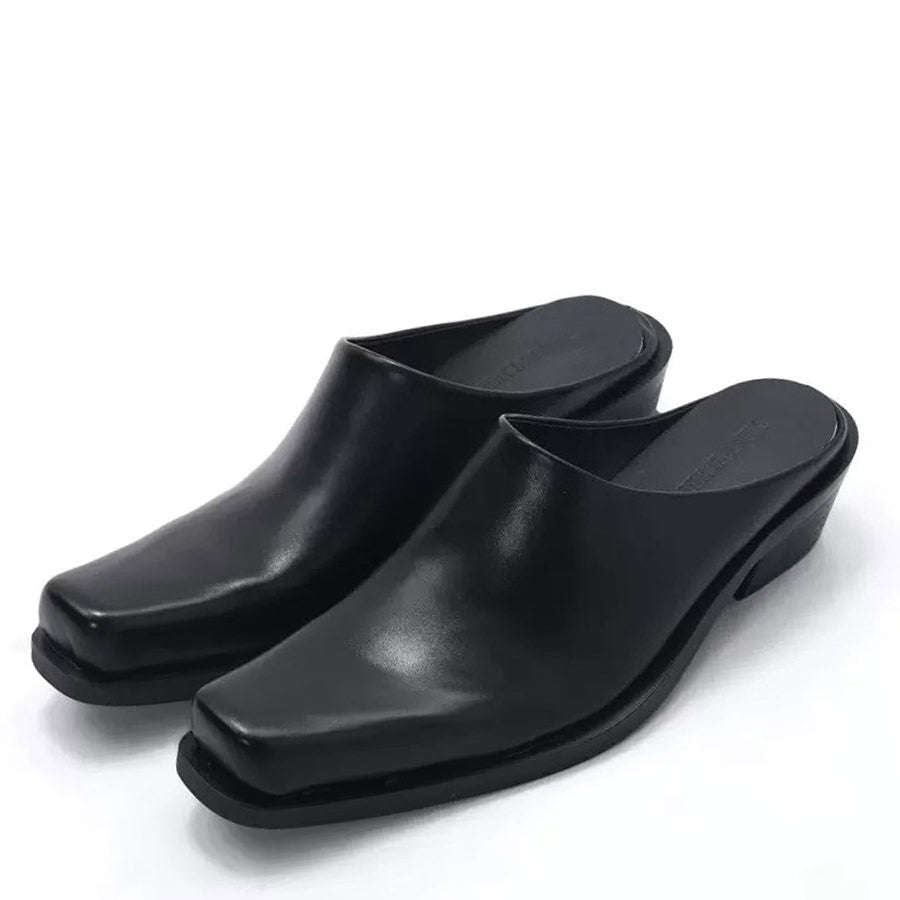 Chic Square Toe Minimalist Black Mules for Effortless Y2K Style and Aesthetic Outfits