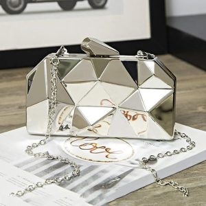 Chic Uneven Metal Box Bag for Y2K Fashion Lovers - Perfect for Coquette and Grunge Aesthetics