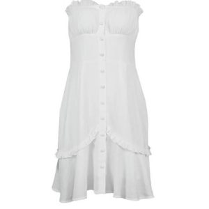 Chic V-Neck Ruffle Mini Dress with Fitted Skirt - Perfect for Y2K and Coquette Aesthetic