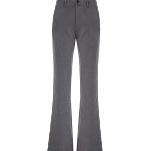 Chic Versatile Gray Low Rise Tailored Pants for Y2K Aesthetic and Coquette Style Outfits