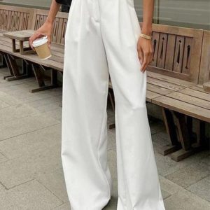 Chic White High Rise Tailored Pants for Effortless Y2K Style and Coquette Aesthetic