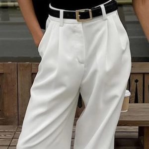 Chic White High Rise Tailored Pants for Effortless Y2K Style and Coquette Aesthetic