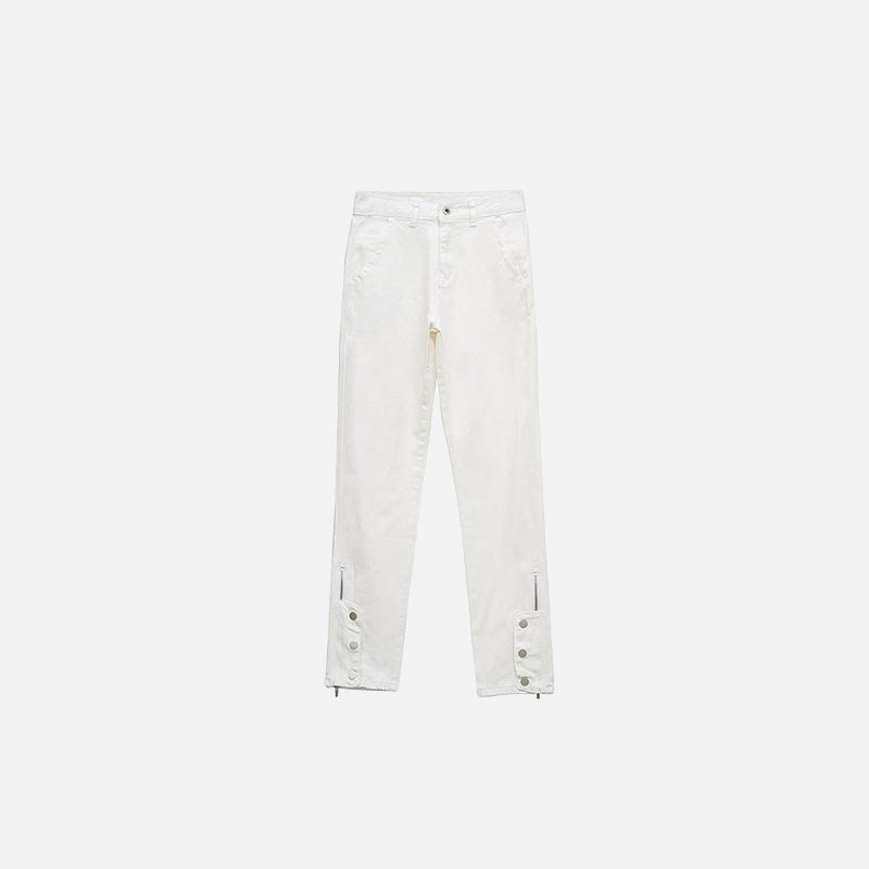 Chic White High-Waisted Buttoned Jeans for Y2K Aesthetic and Coquette Style Outfits