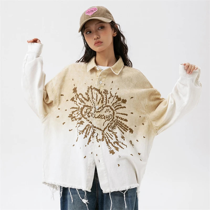 Chic Y2K Embroidered Loose Shirt for Coquette and Grunge Aesthetic Outfits