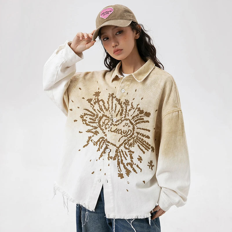 Chic Y2K Embroidered Loose Shirt for Coquette and Grunge Aesthetic Outfits