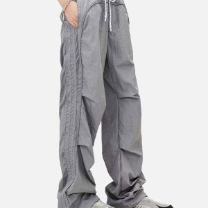 Chic Y2K Solid Nylon Wrinkle Pants for Effortless Style and Comfort in Aesthetic Fashion