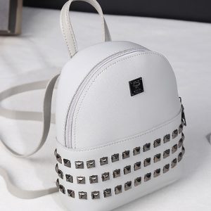 Clear Rivet Decor Backpack - Y2K Aesthetic Bag for Coquette and Grunge Styles