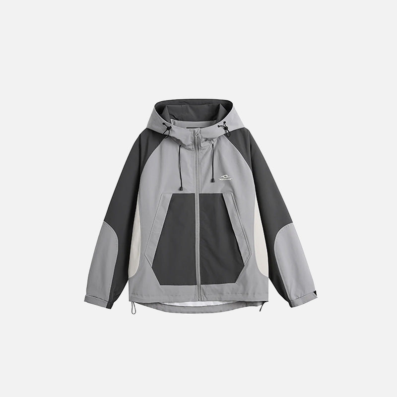 Color Block Y2K Windbreaker Jacket - Retro Aesthetic Outerwear for Trendy Outfits