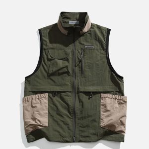 Color Blocked Camouflage Vest - Y2K Aesthetic Layering Piece for Trendy Outfits