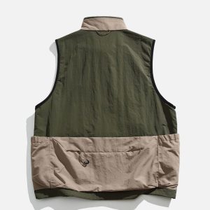 Color Blocked Camouflage Vest - Y2K Aesthetic Layering Piece for Trendy Outfits