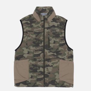 Color Blocked Camouflage Vest - Y2K Aesthetic Layering Piece for Trendy Outfits