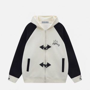 Color Blocked Cat Hoodie - Y2K Aesthetic Cute Top for Cozy and Stylish Outfits