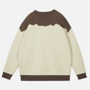 Color Blocked Cat Sweater - Y2K Aesthetic Cute Top for Cozy Fall Fashion