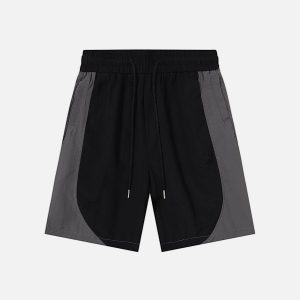 Color Blocked Drawstring Shorts for Y2K Aesthetic Outfits and Comfy Summer Vibes