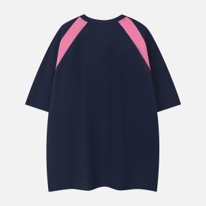 Color Blocked Number Print Tee - Y2K Aesthetic Top for Trendy Outfits and Casual Style