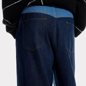 Color Blocked Patchwork Loose Jeans - Trendy Y2K Style for Aesthetic Outfits