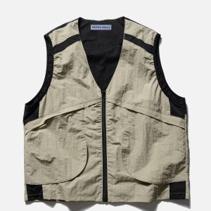 Color Blocked Patchwork Vest - Y2K Aesthetic Layering Essential for Trendy Outfits