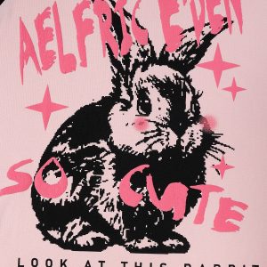 Color Blocked Rabbit Tee - Y2K Aesthetic Cute Top for Coquette and Grunge Styles