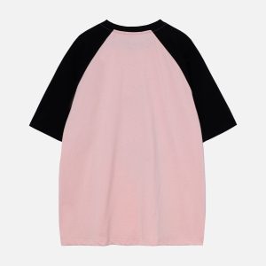 Color Blocked Rabbit Tee - Y2K Aesthetic Cute Top for Coquette and Grunge Styles