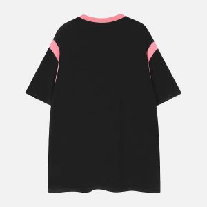 Color Blocked Y2K Athleisure Tee - Trendy Aesthetic Top for Comfy, Stylish Outfits