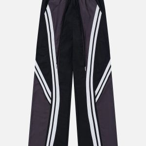 Color Blocked Y2K Track Pants - Trendy Aesthetic Bottoms for Grunge and Coquette Styles