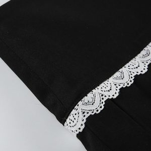 Colorblock Lace Panel Pleated Low Rise Skirt - Y2K Aesthetic Fashion Essential