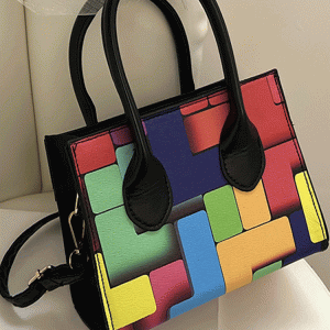 Colorblock Square Bag - Trendy Y2K Aesthetic Handbag for Stylish Outfits and Everyday Use