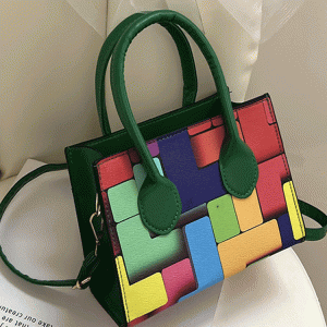 Colorblock Square Bag - Trendy Y2K Aesthetic Handbag for Stylish Outfits and Everyday Use