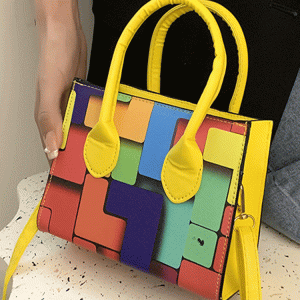 Colorblock Square Bag - Trendy Y2K Aesthetic Handbag for Stylish Outfits and Everyday Use