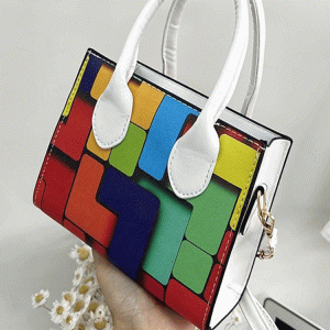 Colorblock Square Bag - Trendy Y2K Aesthetic Handbag for Stylish Outfits and Everyday Use