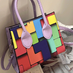 Colorblock Square Bag - Trendy Y2K Aesthetic Handbag for Stylish Outfits and Everyday Use