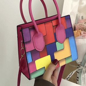 Colorblock Square Bag - Trendy Y2K Aesthetic Handbag for Stylish Outfits and Everyday Use