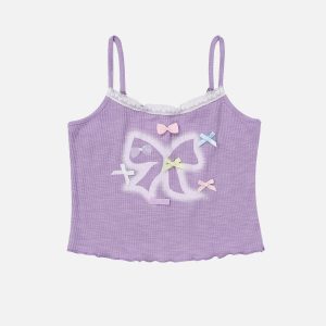 Colorful Bow Cami Top - Y2K Aesthetic Cute Crop Top for Coquette and Grunge Styles