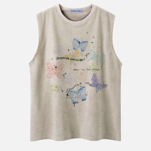 Colorful Butterfly Tank Top - Y2K Aesthetic Cute Crop Top for Trendy Summer Outfits