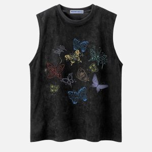 Colorful Butterfly Tank Top - Y2K Aesthetic Cute Crop Top for Trendy Summer Outfits