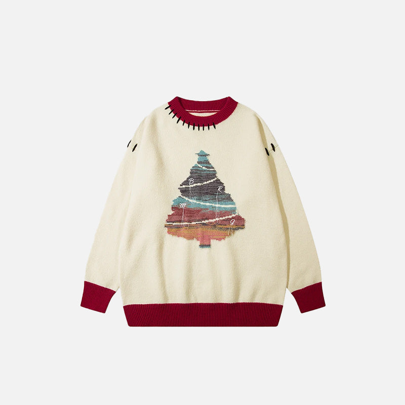 Colorful Christmas Tree Sweater - Y2K Aesthetic Holiday Knitwear for Festive Vibes