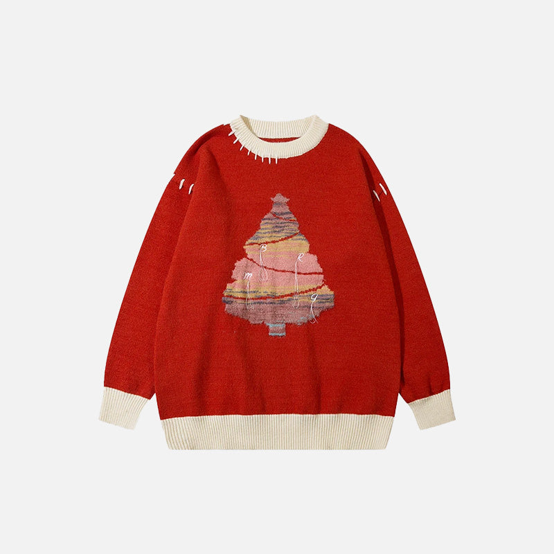 Colorful Christmas Tree Sweater - Y2K Aesthetic Holiday Knitwear for Festive Vibes