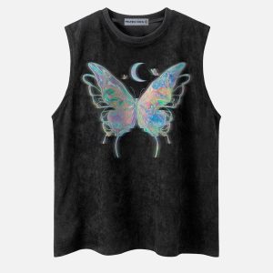 Colorful Dip-Dye Butterfly Tank Top - Y2K Aesthetic Cute Top for Trendy Outfits