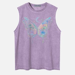 Colorful Dip-Dye Butterfly Tank Top - Y2K Aesthetic Cute Top for Trendy Outfits